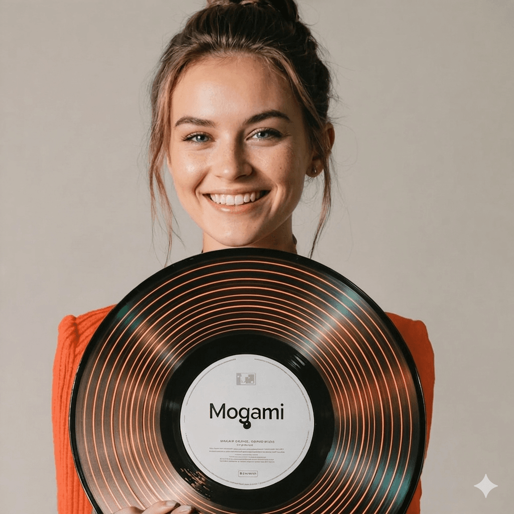 Портрет девушки с виниловой пластинкой